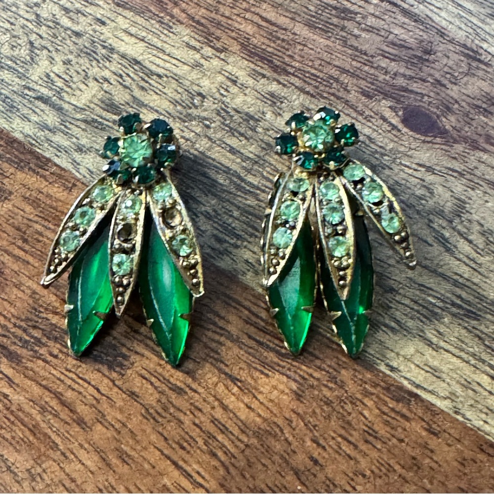 Vintage Green and Gold Earrings